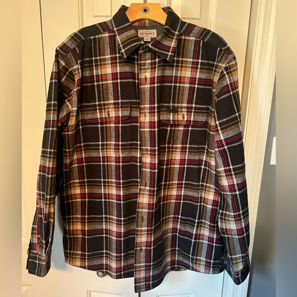 Carhartt Plaid thermal Lined Flannel Large - Picture 1 of 4